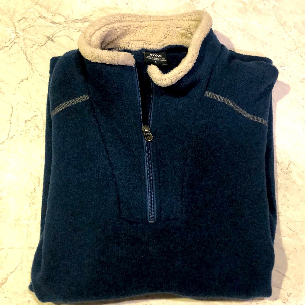 Navy Kuhl half zip with fuzzy collar